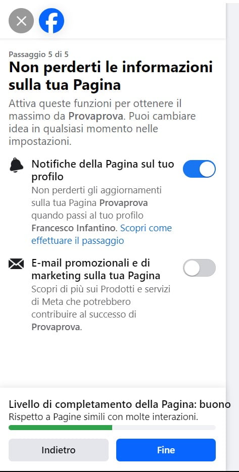 Notifica informazioni