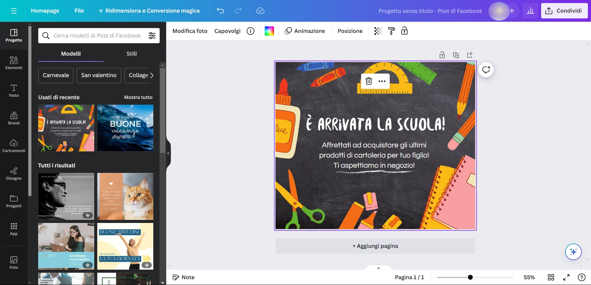 Canva modello